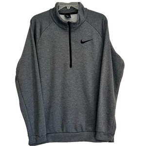 Nike Dri-FIT Long Sleeve Gray Base with Black Accents 3/4 Zipper Logo Men's L